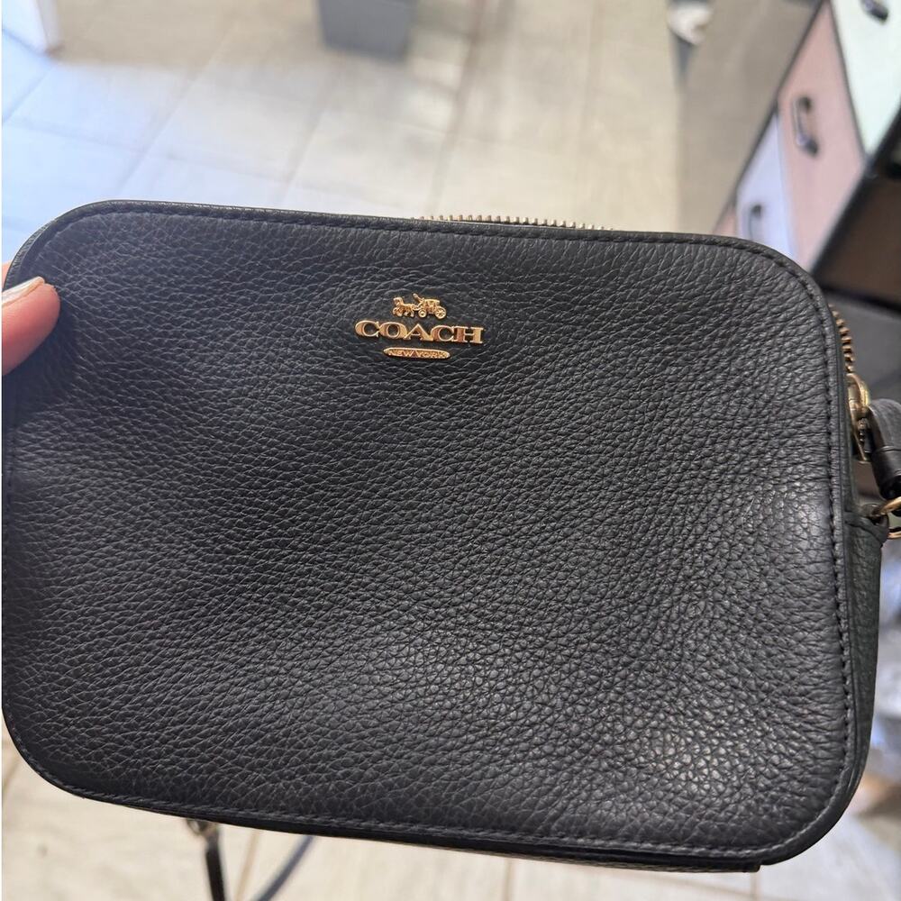 Coach Jamie Mini Camera Bag Gold Black Pebble Leather Crossbody CR110 Authentic